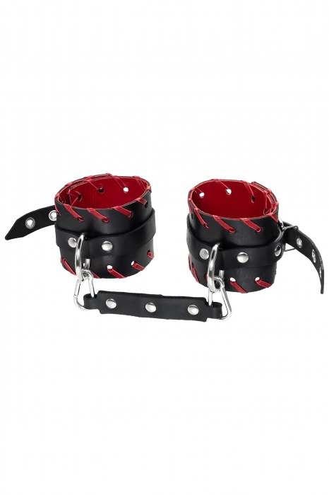 Черно-красные оковы из натуральной кожи - Pecado - купить с доставкой в Белгороде