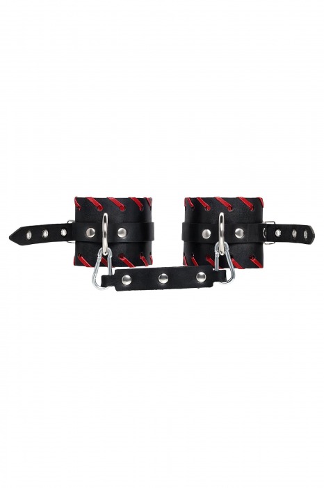 Черно-красные оковы из натуральной кожи - Pecado - купить с доставкой в Белгороде