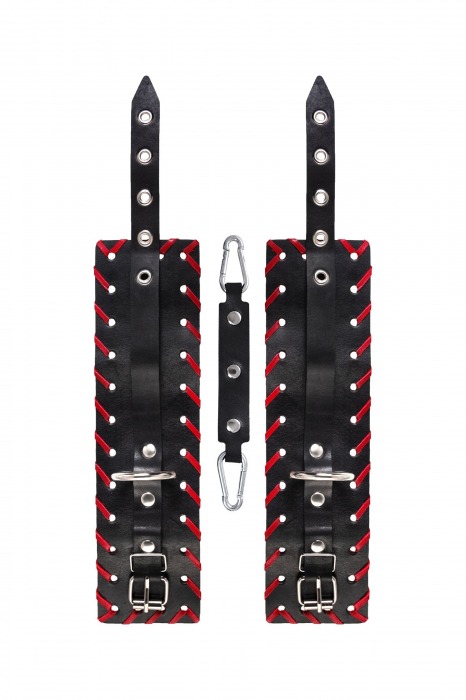 Черно-красные оковы из натуральной кожи - Pecado - купить с доставкой в Белгороде