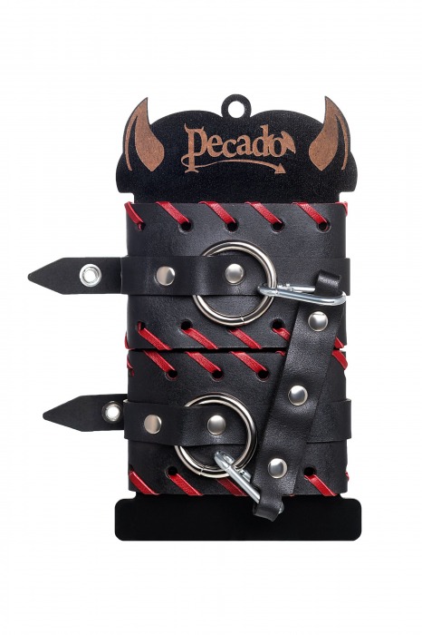 Черно-красные оковы из натуральной кожи - Pecado - купить с доставкой в Белгороде