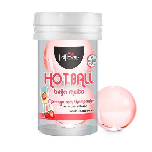 Лубрикант на масляной основе Hot Ball Beija Muito с ароматом клубники и шампанского (2 шарика по 3 гр.) - HotFlowers - купить с доставкой в Белгороде