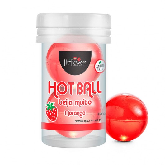 Лубрикант на масляной основе Hot Ball Beija Muito с ароматом клубники (2 шарика по 3 гр.) - HotFlowers - купить с доставкой в Белгороде