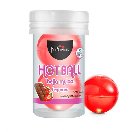 Лубрикант на масляной основе Hot Ball Beija Muito с ароматом шоколада и клубники (2 шарика по 3 гр.) - HotFlowers - купить с доставкой в Белгороде