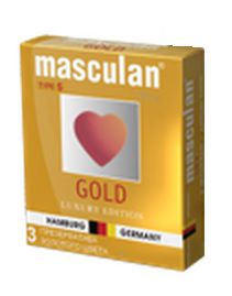 Презервативы Masculan Ultra Gold с золотым напылением и ароматом ванили - 3 шт. - Masculan - купить с доставкой в Белгороде