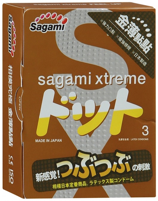 Презервативы Sagami Xtreme FEEL UP с точечной текстурой и линиями прилегания - 3 шт. - Sagami - купить с доставкой в Белгороде