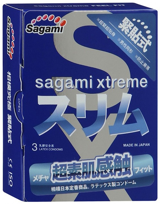 Розовые презервативы Sagami Xtreme FEEL FIT 3D - 3 шт. - Sagami - купить с доставкой в Белгороде