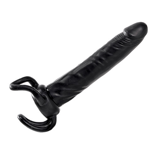 Чёрная насадка-фаллос для двойного проникновения INFLATABLE DILDO SLIM DONG  - 13,5 см. - Toyz4lovers - в Белгороде купить с доставкой