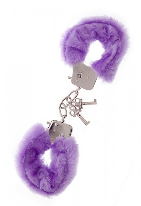 Фиолетовые меховые наручники METAL HANDCUFF WITH PLUSH LAVENDER - Dream Toys - купить с доставкой в Белгороде