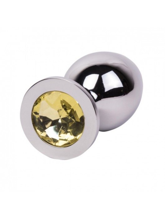 Большой стальной плаг с желтым кристаллом Sweet Lemon - 9,5 см. - Erotic Fantasy - купить с доставкой в Белгороде