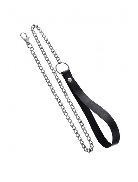 Черный кожаный ошейник-воротник с поводком - Pecado - купить с доставкой в Белгороде