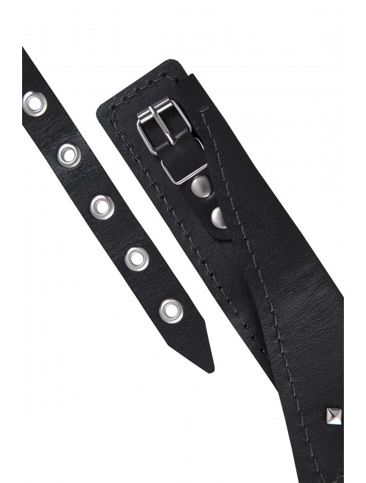 Черный кожаный ошейник-воротник с поводком - Pecado - купить с доставкой в Белгороде