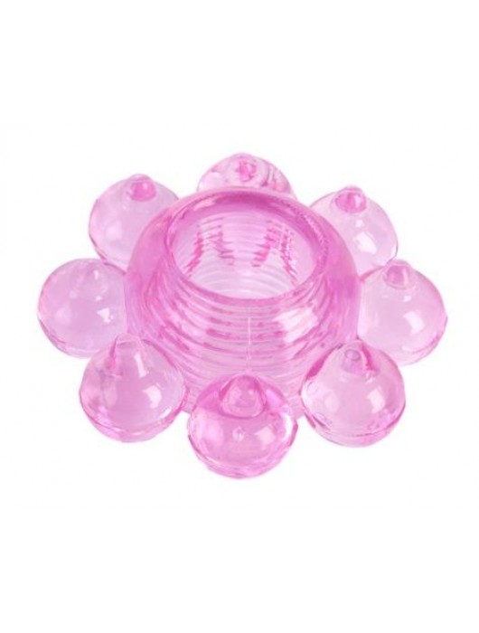Розовое гелевое эрекционное кольцо-цветок - Toyfa Basic - в Белгороде купить с доставкой