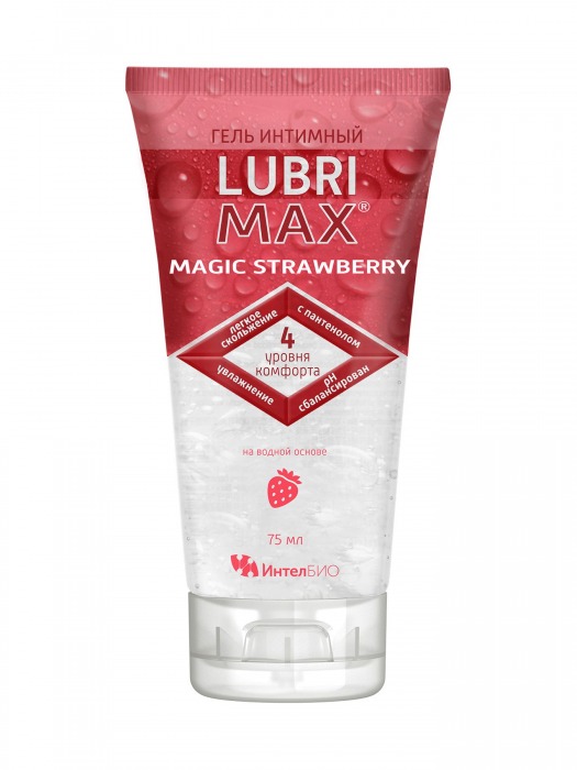 Интимный гель-смазка на водной основе Lubrimax Magic Strawberry - 75 мл. - ИнтелБИО - купить с доставкой в Белгороде