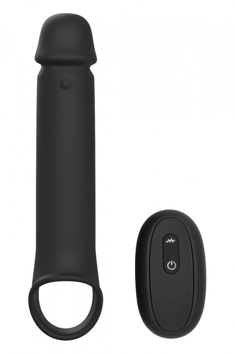 Черная насадка-удлинитель с вибрацией Vibrating Extender With Remote - Dream Toys - в Белгороде купить с доставкой