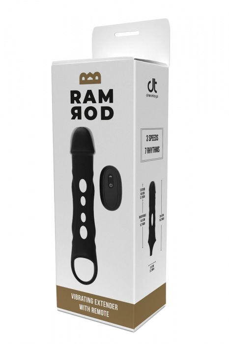 Черная насадка-удлинитель Vibrating Extender With Remote с вибрацией - Dream Toys - в Белгороде купить с доставкой