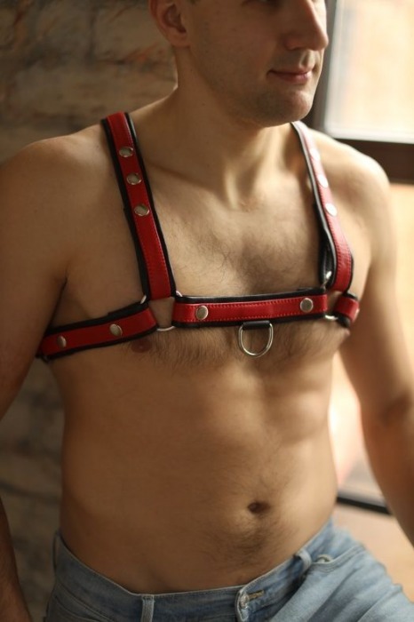 Черно-красная мужская портупея Black-Red - БДСМ Арсенал - купить с доставкой в Белгороде