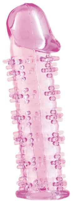 Розовая насадка на пенис с шипами - 12,5 см. - A-toys - в Белгороде купить с доставкой