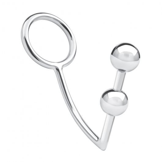 Кольцо на пенис с анальным стимулятором Two Bead Stainless Steel Anal Hook   Cock Ring - BlueLine - в Белгороде купить с доставкой