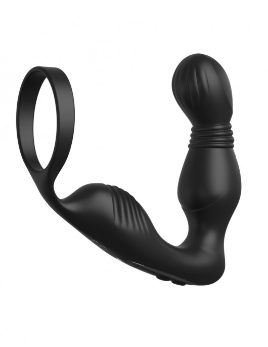 Черный вибростимулятор простаты с эрекционным кольцом Ass-Gasm Pro P-Spot Milker - Pipedream - в Белгороде купить с доставкой