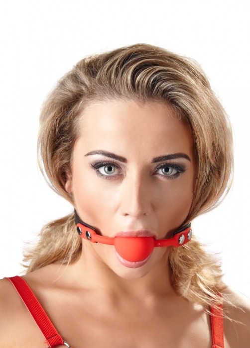 Силиконовый кляп-шар на чёрных ремешках Red Gag silicone - Orion - купить с доставкой в Белгороде