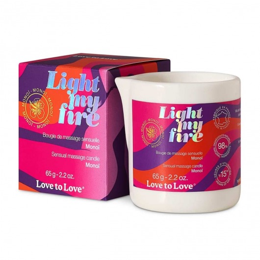 Массажная свеча Light My Fire с ароматом моной - 80 мл. - Love to Love - купить с доставкой в Белгороде