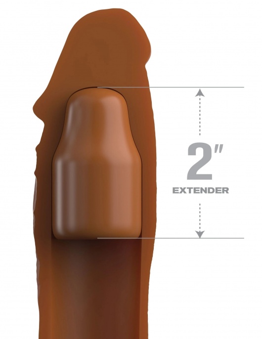 Коричневая насадка на член 2  Silicone X-tension - 20,3 см. - Pipedream - в Белгороде купить с доставкой