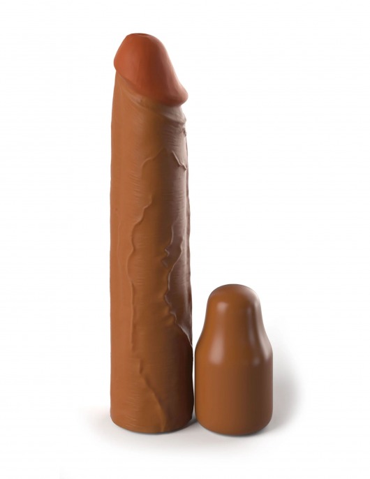 Коричневая насадка на член 2  Silicone X-tension - 20,3 см. - Pipedream - в Белгороде купить с доставкой