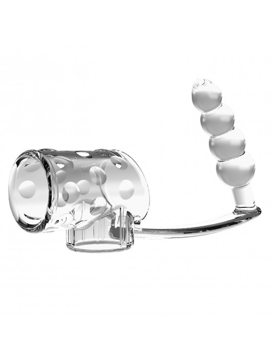 Прозрачная насадка на пенис и мошонку с анальным стимулятором Rilley - Baile - в Белгороде купить с доставкой