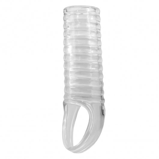Прозрачная насадка на пенис с ребрышками и подхватом мошонки - Baile - в Белгороде купить с доставкой
