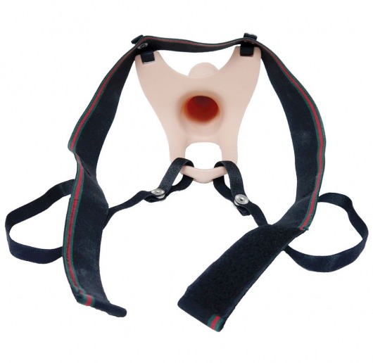 Телесный полый страпон на ремешках - 16,5 см. - Boys of Toys - купить с доставкой в Белгороде