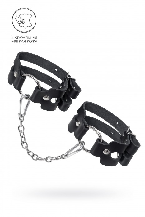 Черные кожаные оковы из двух ремешков - Pecado - купить с доставкой в Белгороде