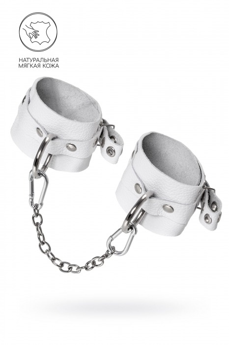 Белые мягкие кожаные оковы с люверсами - Pecado - купить с доставкой в Белгороде