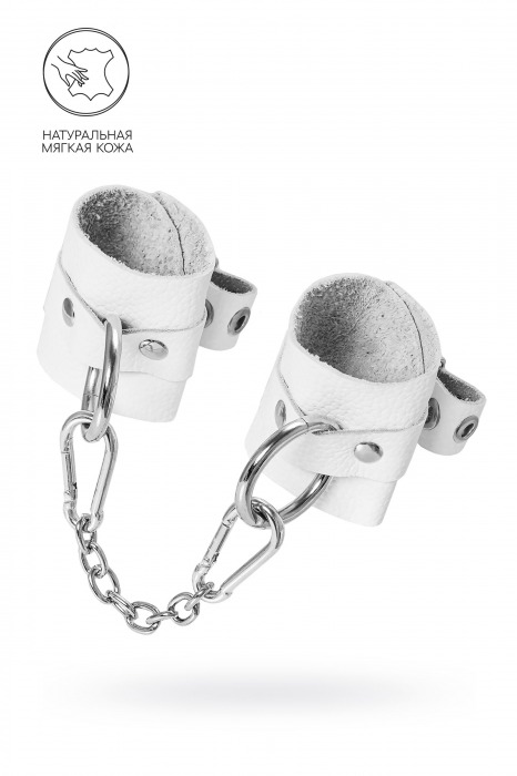 Белые мягкие кожаные наручники с люверсами - Pecado - купить с доставкой в Белгороде