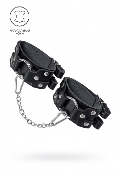 Черные кожаные оковы с двумя ремешками - Pecado - купить с доставкой в Белгороде