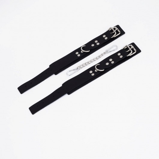 Черные кожаные оковы с регулируемыми ремешками - Crazy Handmade - купить с доставкой в Белгороде