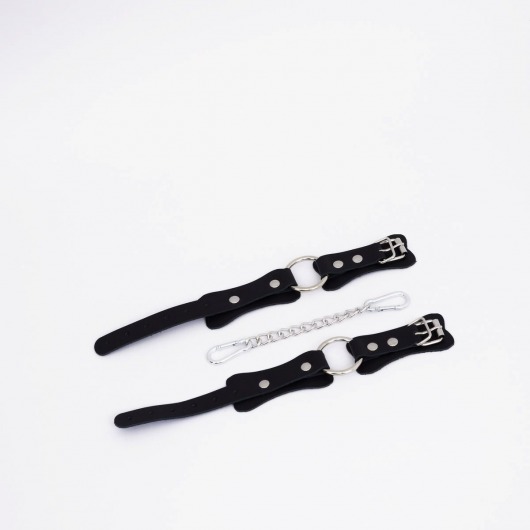 Черные кожаные оковы с кольцом - Crazy Handmade - купить с доставкой в Белгороде