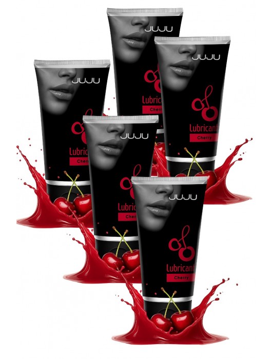 Набор из 5 съедобных лубрикантов JUJU со вкусом вишни - JuJu - купить с доставкой в Белгороде