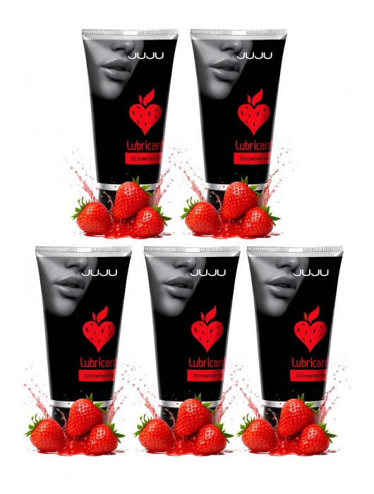 Набор из 5 съедобных лубрикантов JUJU со вкусом клубники - JuJu - купить с доставкой в Белгороде