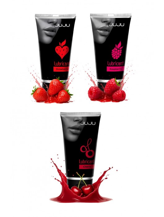 Набор из 3 съедобных лубрикантов JUJU (клубника, малина, вишня) - JuJu - купить с доставкой в Белгороде