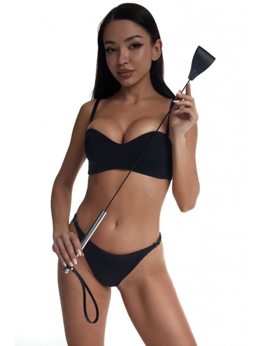 Стек с широким черным кожаным наконечником и металлической ручкой - 67 см. - Crazy Handmade - купить с доставкой в Белгороде