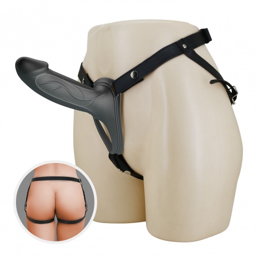 Черный полый мужской страпон London - 16,8 см. - Baile - купить с доставкой в Белгороде