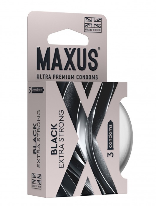 Черные утолщенные презервативы MAXUS Extra Strong с железным кейсом - 3 шт. - Maxus - купить с доставкой в Белгороде