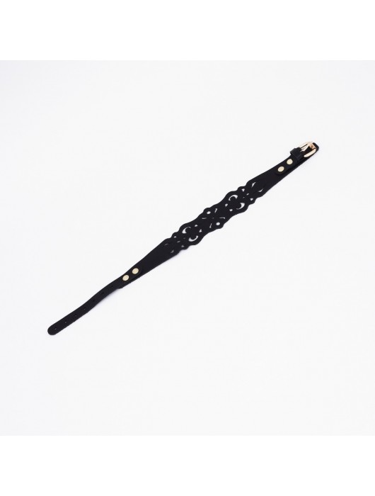 Черный ажурный чокер с золотистой фурнитурой - Crazy Handmade - купить с доставкой в Белгороде