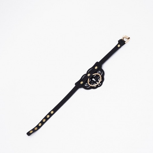 Черный чокер с клепками и золотистой фурнитурой - Crazy Handmade - купить с доставкой в Белгороде