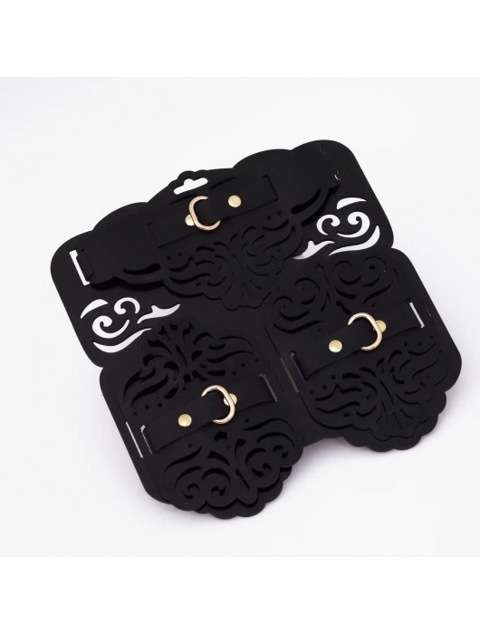 Фигурный набор для БДСМ-игр с узорами и золотистой фурнитурой - Crazy Handmade - купить с доставкой в Белгороде