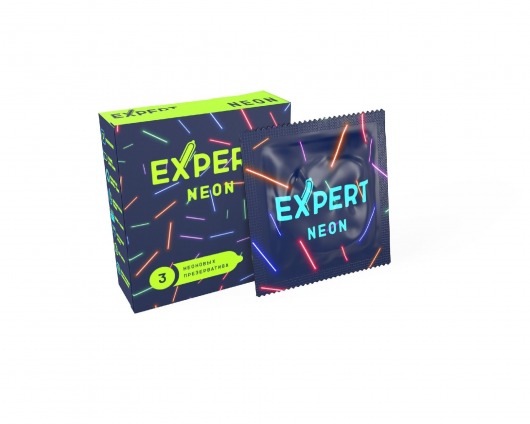 Светящиеся в темноте презервативы Expert Neon - 3 шт. - Expert - купить с доставкой в Белгороде