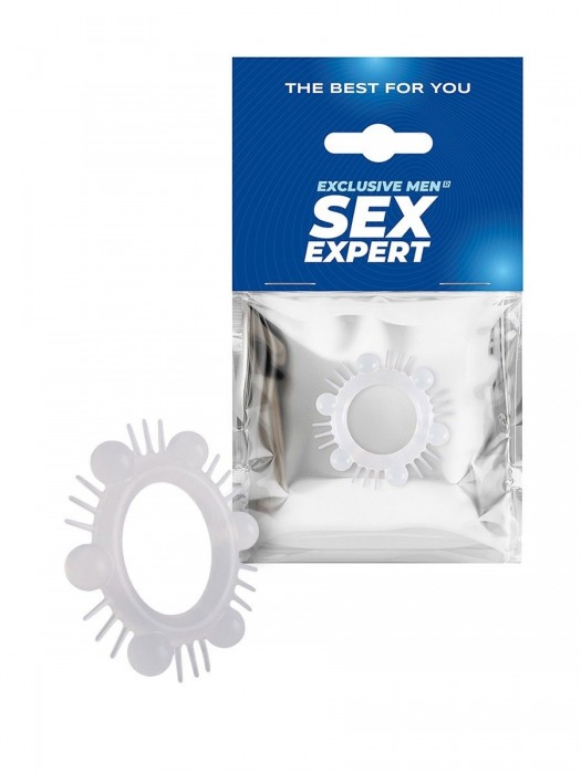 Эластичное эрекционное кольцо с шипиками и шариками - Sex Expert - в Белгороде купить с доставкой