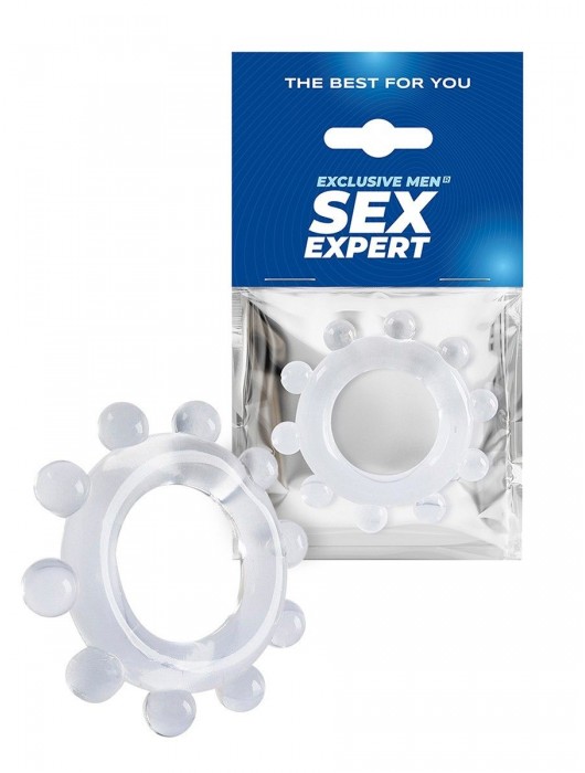 Прозрачное эрекционное кольцо со стимулирующими шариками - Sex Expert - в Белгороде купить с доставкой