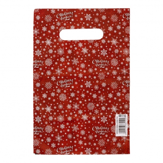 Красный подарочный новогодний пакет с вырубной ручкой (20х30 см) - Сима-Ленд - купить с доставкой в Белгороде