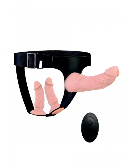 Женский страпон с 3 насадками и вибрацией - Erowoman-Eroman - купить с доставкой в Белгороде